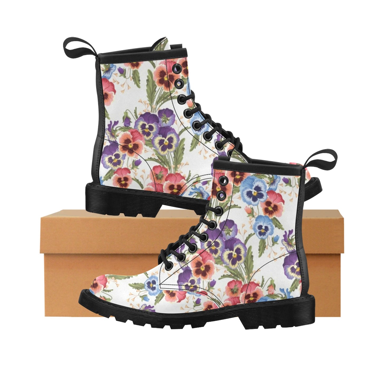 Pansy Pattern Print Design PS06 Women's Boots