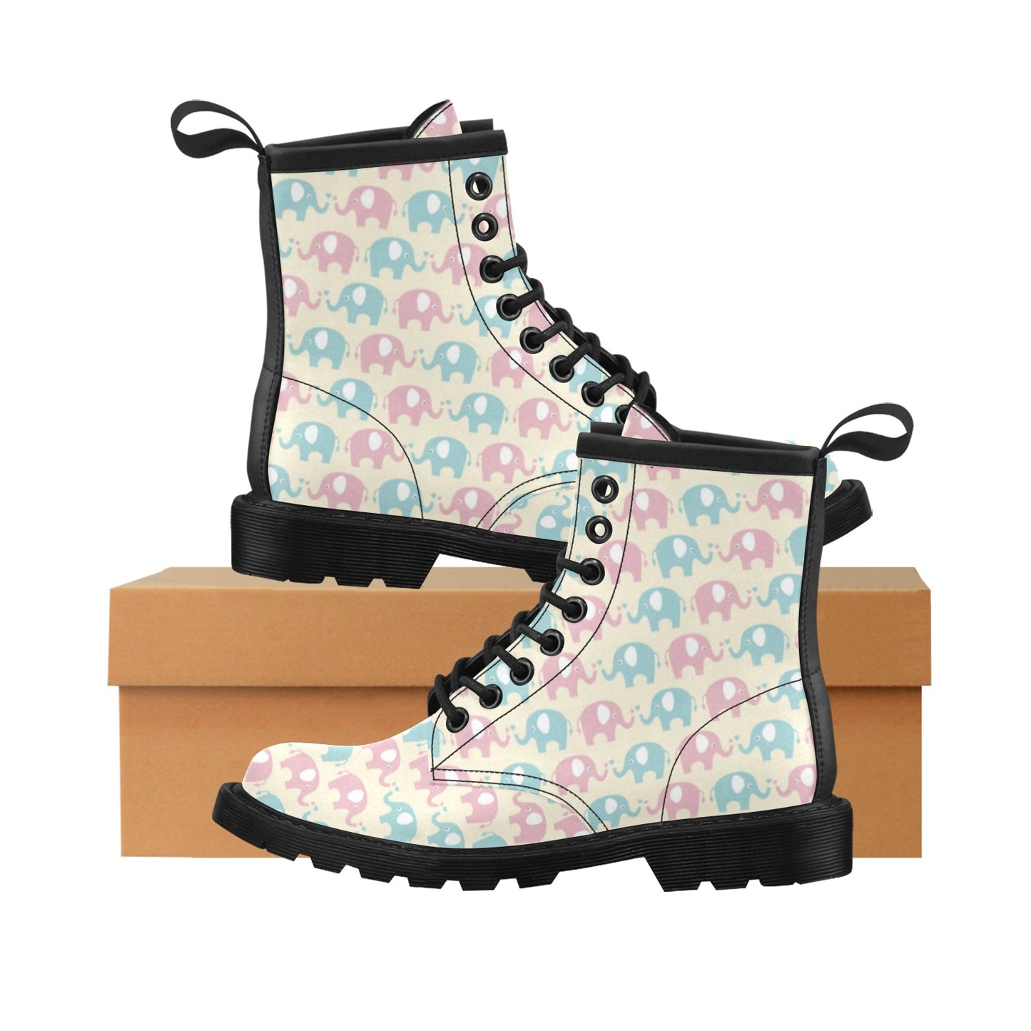 Elephant Baby Pastel Print Pattern Women's Boots