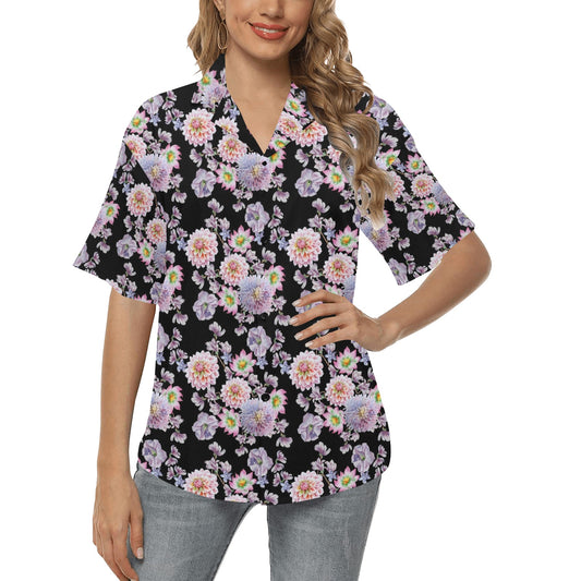 Dahlia Pattern Print Design DH012 Women's Hawaiian Shirt