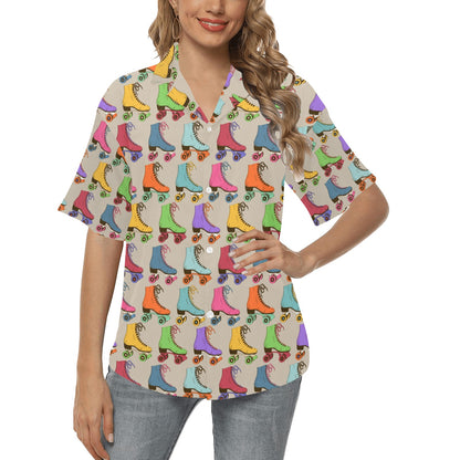 Roller skate Pattern Print Design A01 Women's Hawaiian Shirt