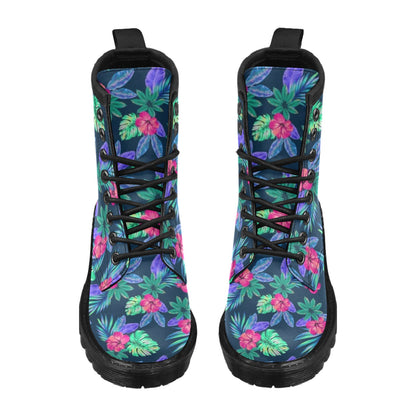 Tropical Flower Pattern Print Design TF09 Women's Boots