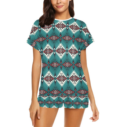 Southwest Pattern Print Design LKS308 Women's Short Pajama Set