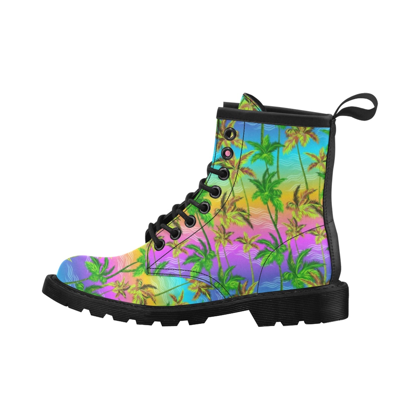 Palm Tree Rainbow Pattern Women's Boots