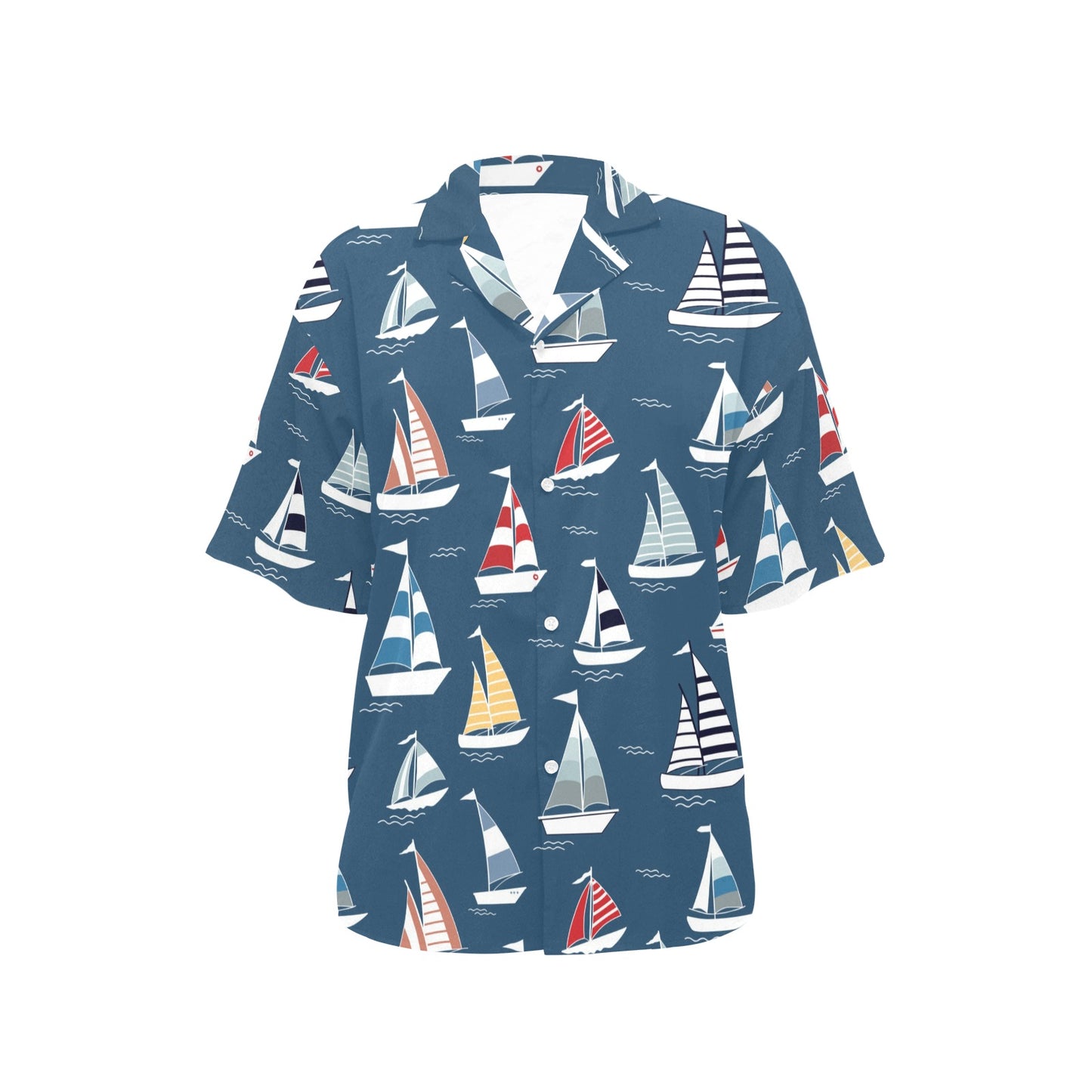 Sailing Ships Pattern Print Design A04 Women's Hawaiian Shirt