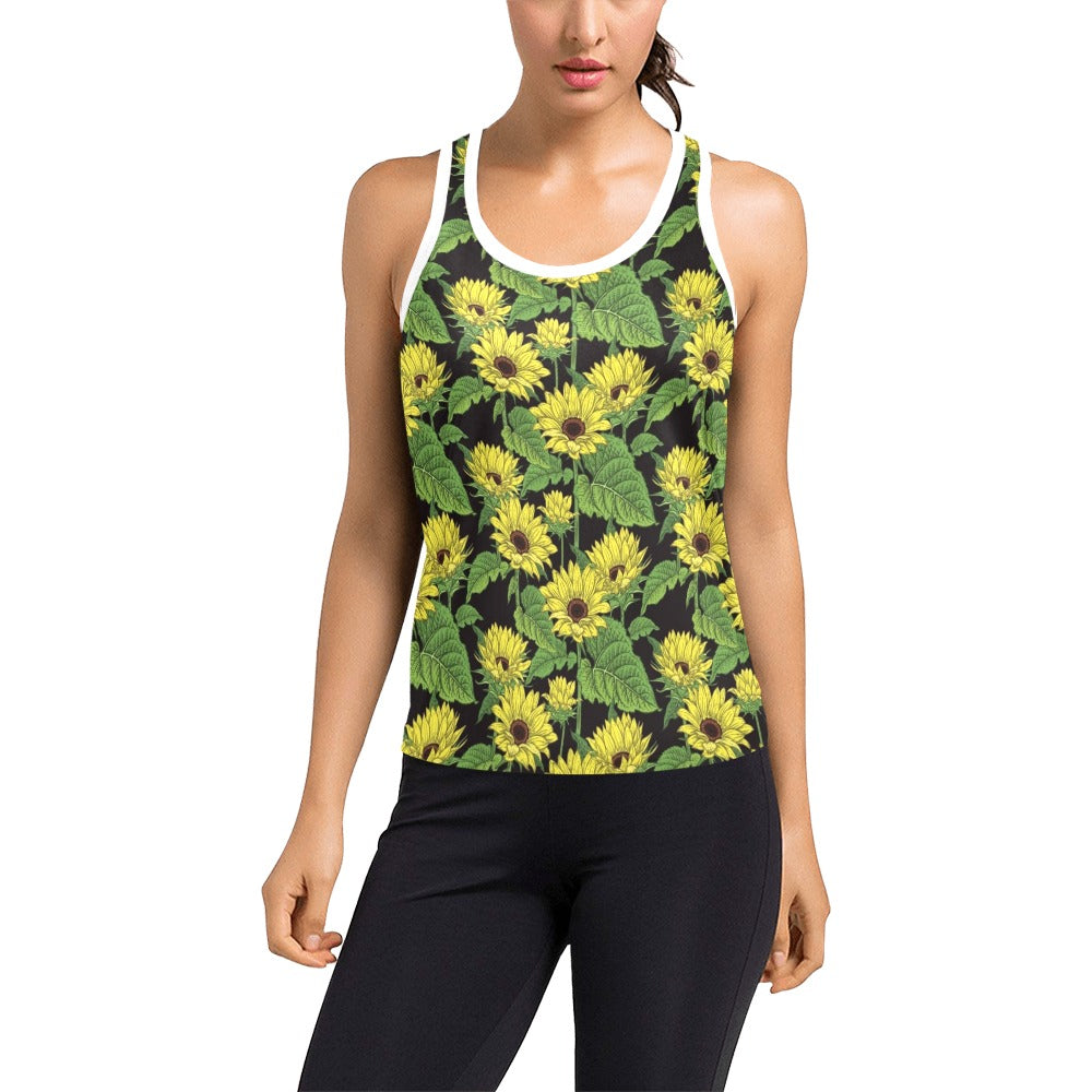 Sunflower Print Design LKS3010 Women's Racerback Tank Top