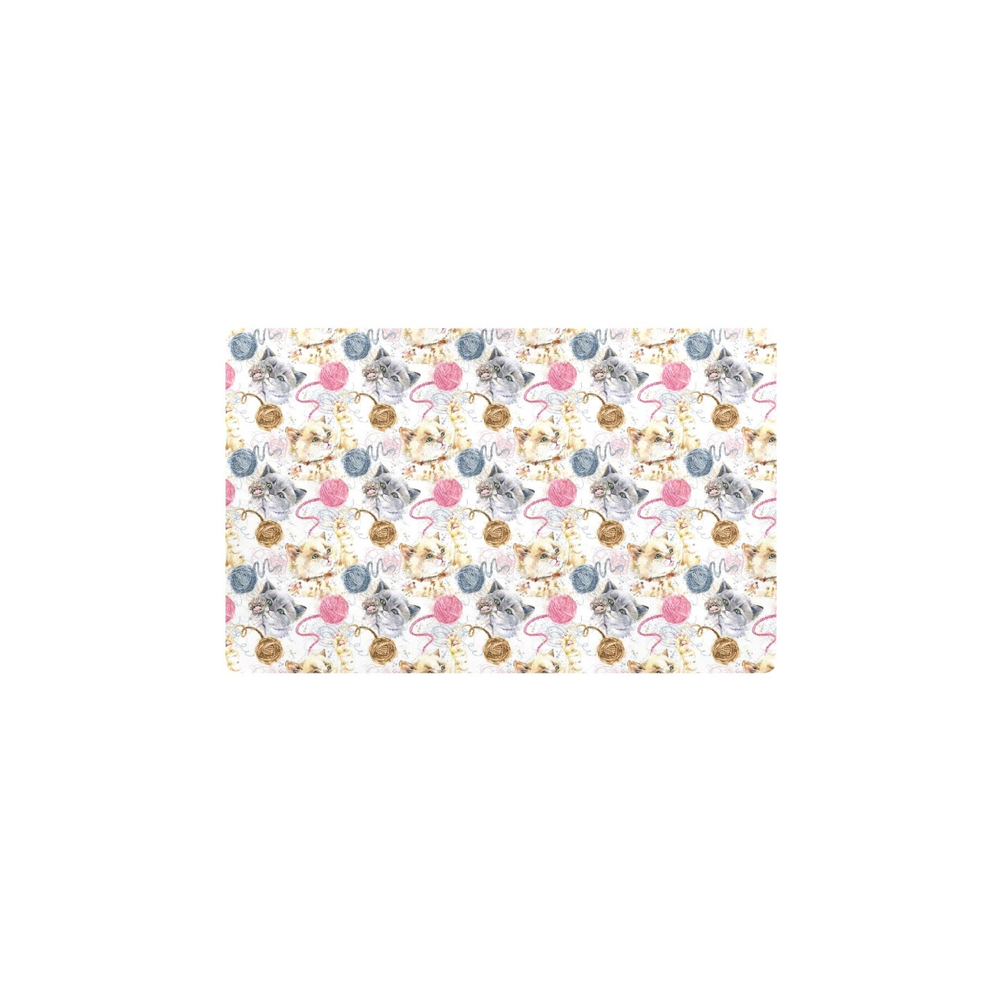 Cat Playing Yarn Pattern Print Design 07 Kitchen Mat