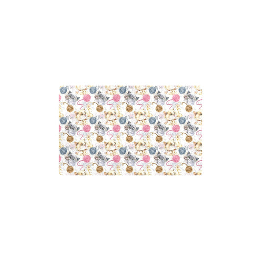 Cat Playing Yarn Pattern Print Design 07 Kitchen Mat