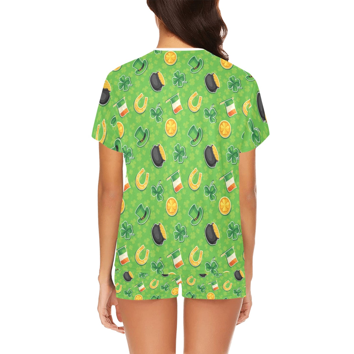 Shamrock Saint Patrick's Day Print Design LKS302 Women's Short Pajama Set
