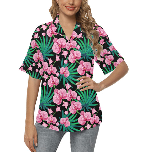 Orchid Pink Pattern Print Design OR06 Women's Hawaiian Shirt