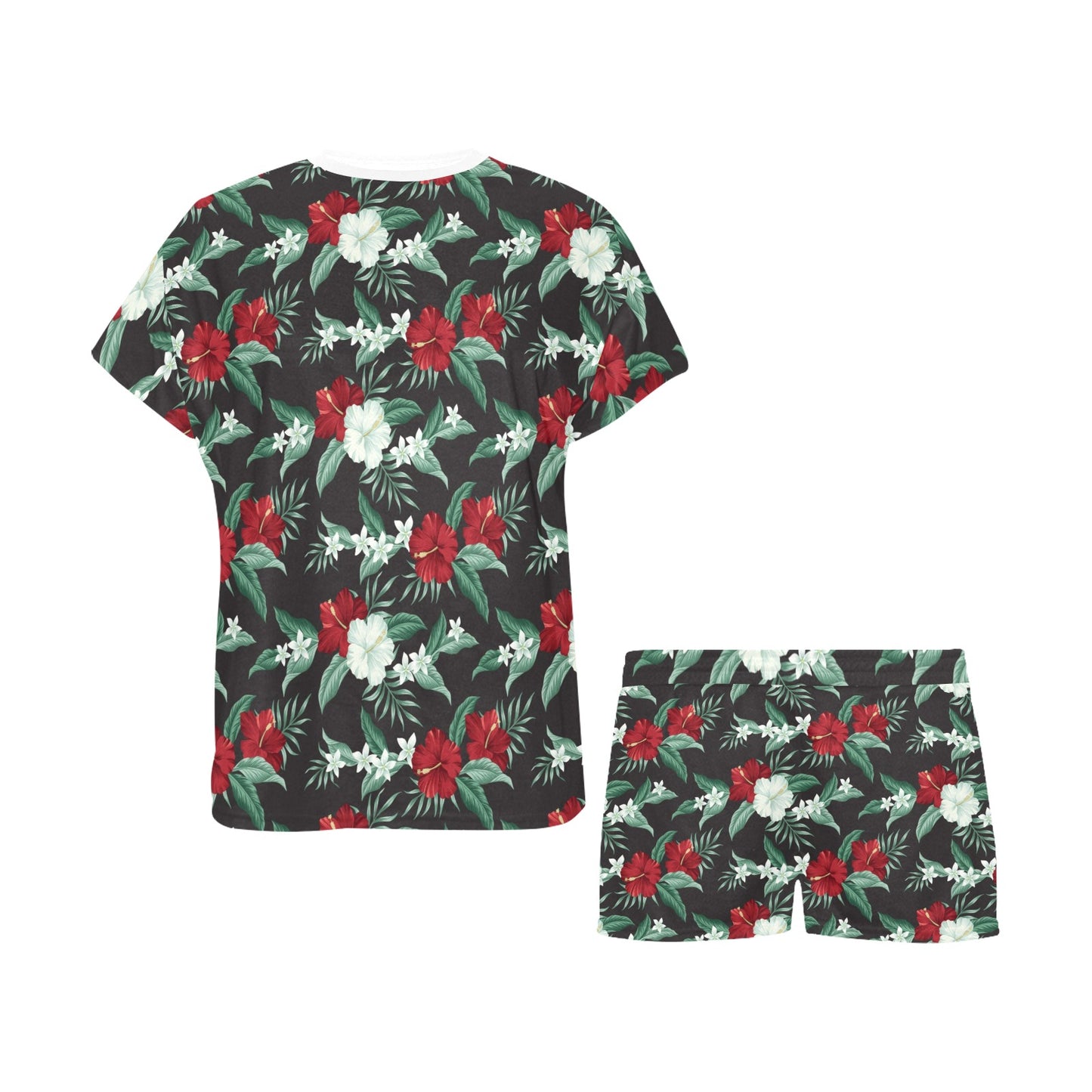 Tropical Flower Print Design LKS303 Women's Short Pajama Set
