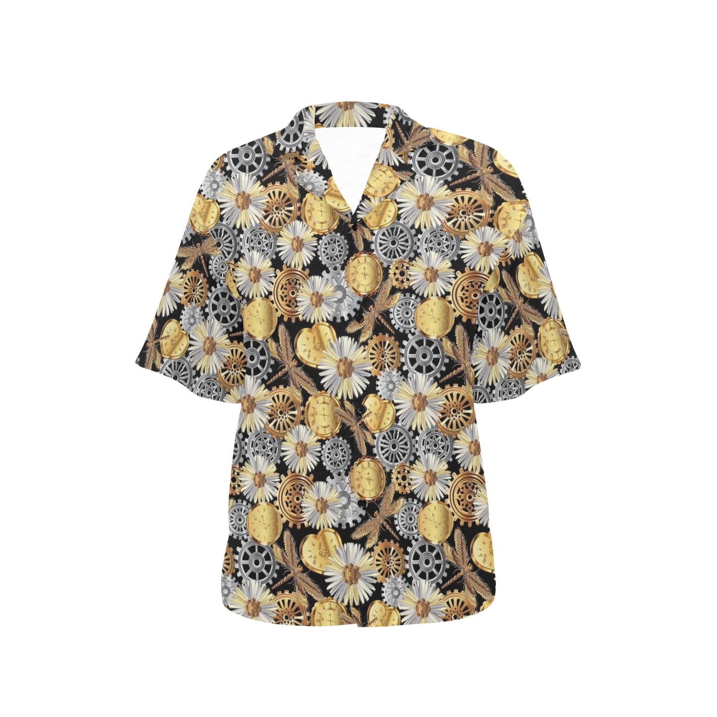 Steampunk Dragonfly Print Design LKS302 Women's Hawaiian Shirt