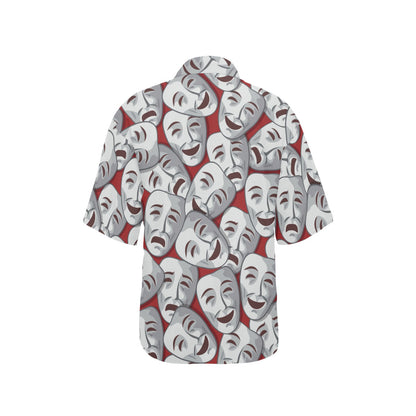 Acting Mask Pattern Print Design 01 Women's Hawaiian Shirt