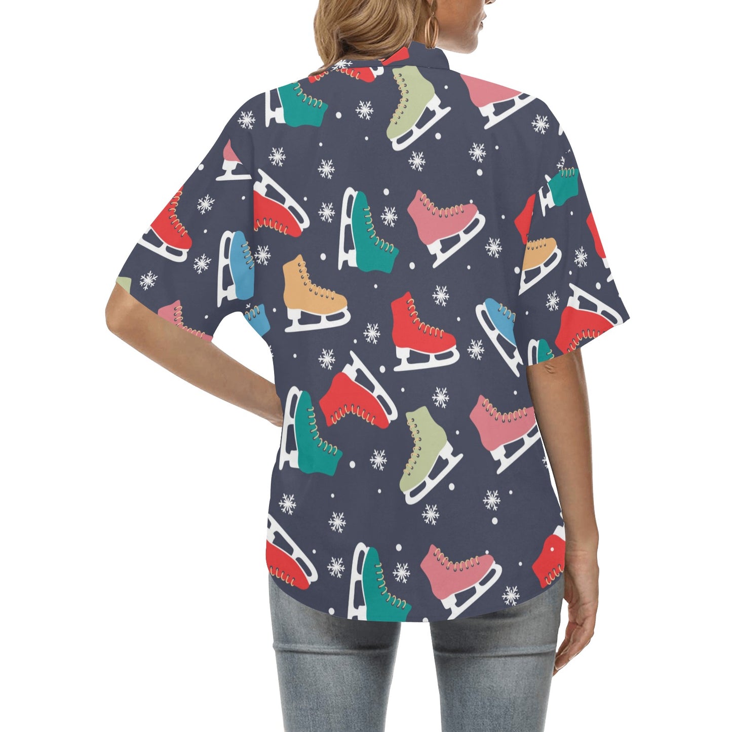 Ice Skate Pattern Print Design 04 Women's Hawaiian Shirt