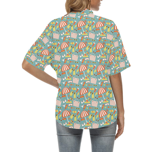 Beach Scene Pattern Print Design 02 Women's Hawaiian Shirt