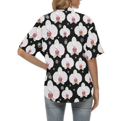 Orchid White Pattern Print Design OR09 Women's Hawaiian Shirt