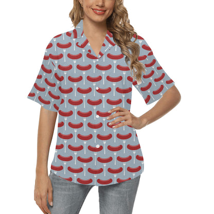 Sausage Print Design LKS301 Women's Hawaiian Shirt