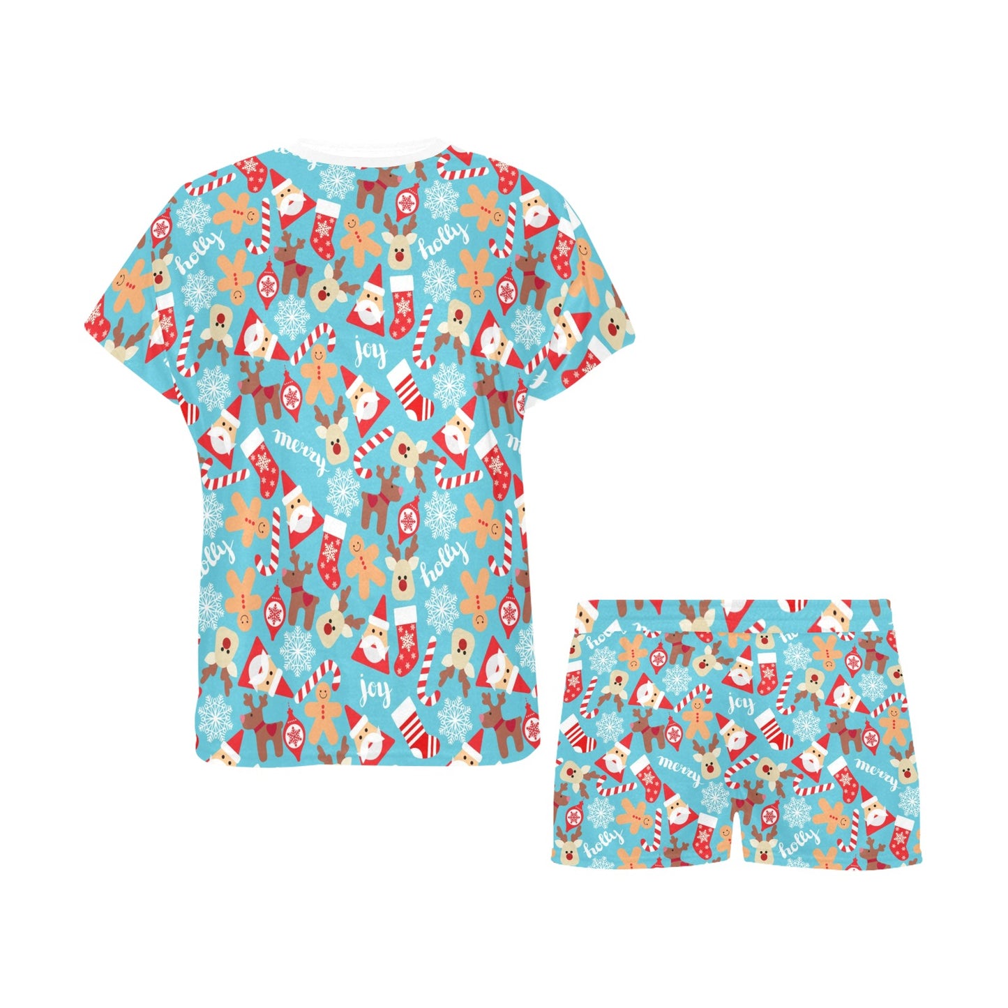 Santa Christmas Themed Print Design LKS306 Women's Short Pajama Set