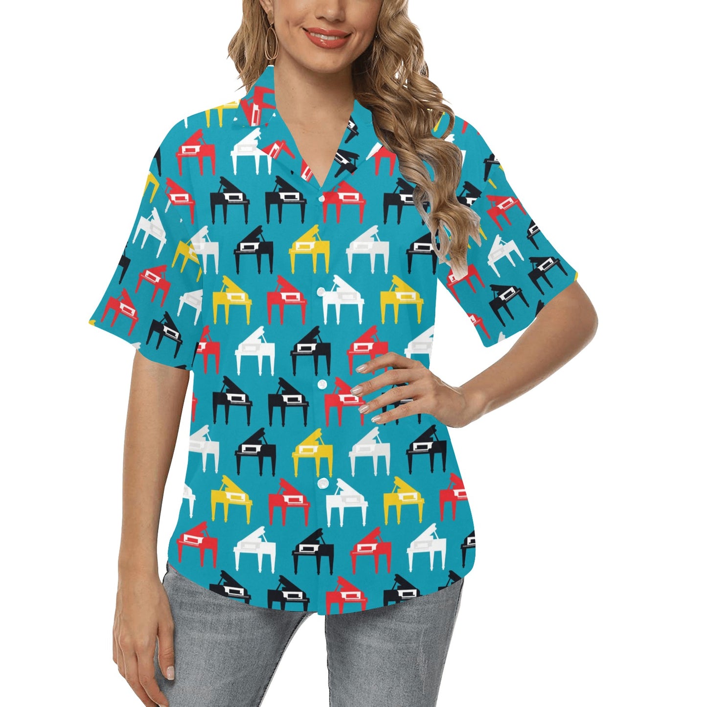 Piano Print Design LKS403 Women's Hawaiian Shirt