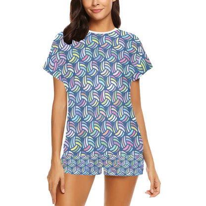 Volleyball Print Design LKS301 Women's Short Pajama Set