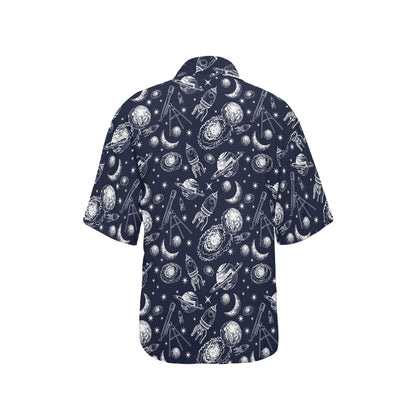 Space Rocket Print Design LKS301 Women's Hawaiian Shirt
