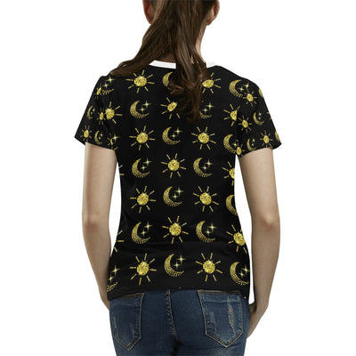 Sun Moon Print Design LKS304 Women's  T-shirt