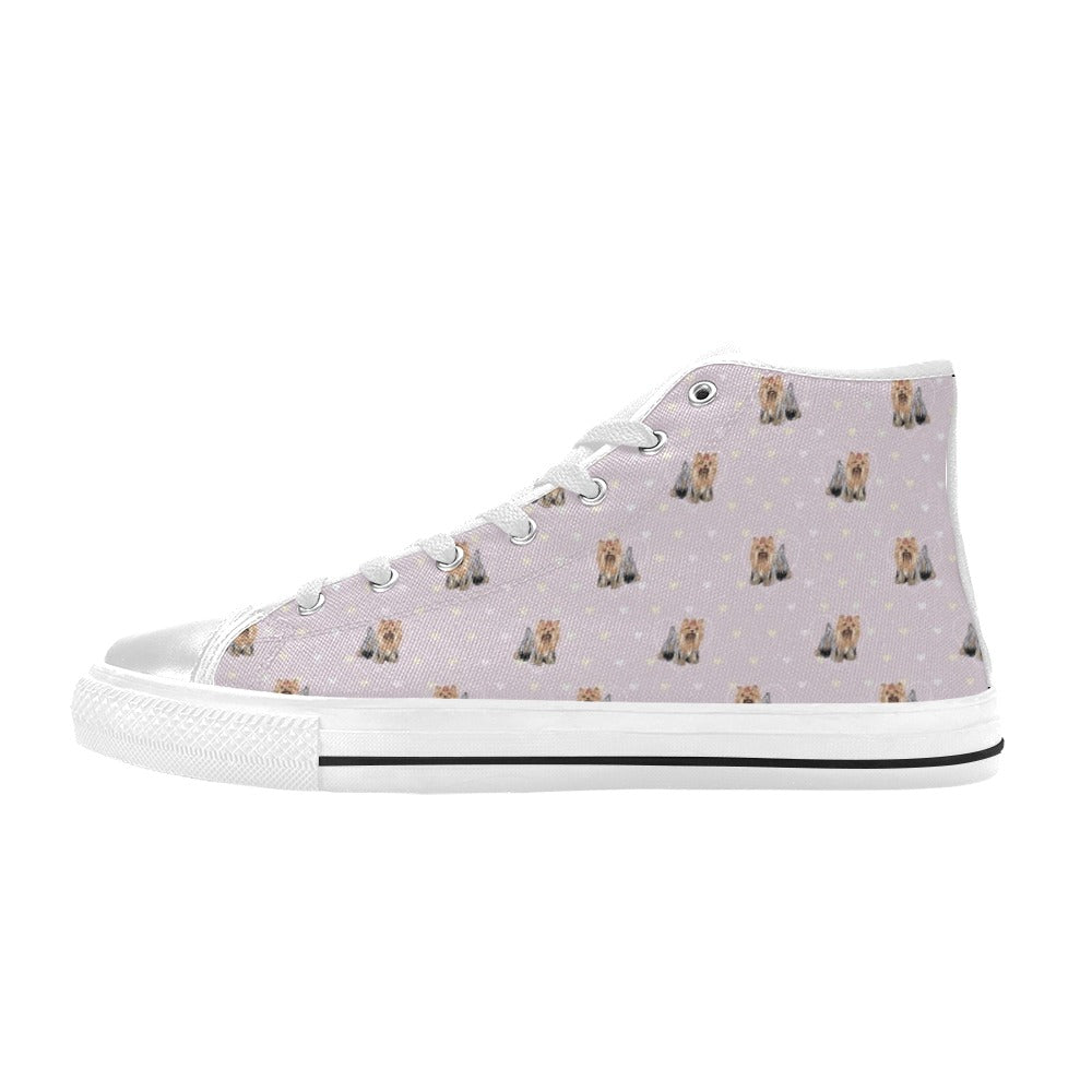Yorkshire Terriers Print Design LKS302 High Top Women's White Shoes