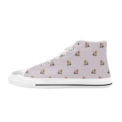 Yorkshire Terriers Print Design LKS302 High Top Women's White Shoes