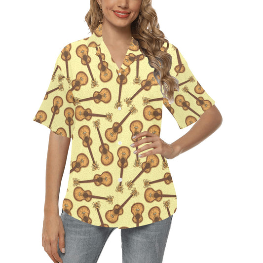 Acoustic Guitar Print Design LKS402 Women's Hawaiian Shirt