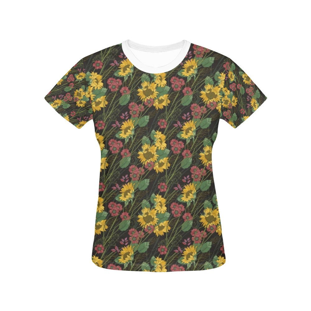 Sunflower Print Design LKS303 Women's  T-shirt