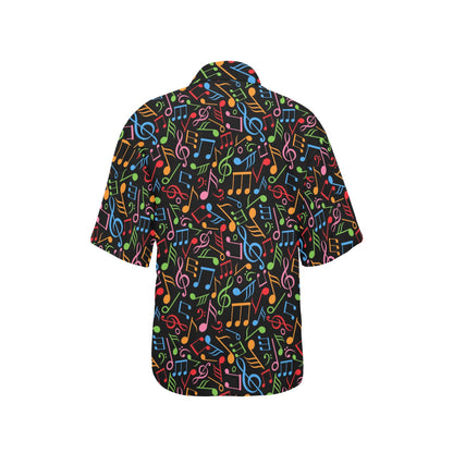 Music Note Colorful Themed Print Women's Hawaiian Shirt