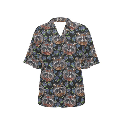 Raccoon Pattern Print Design A03 Women's Hawaiian Shirt