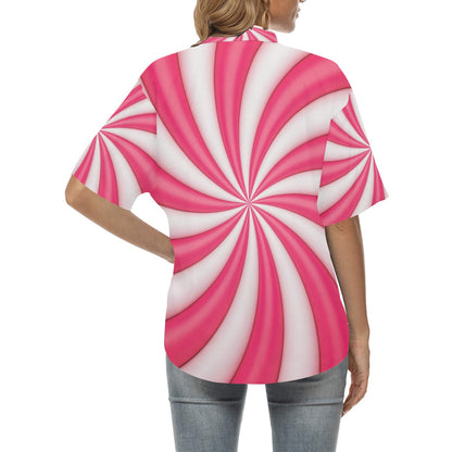 Vortex Twist Swirl Candy Print Women's Hawaiian Shirt
