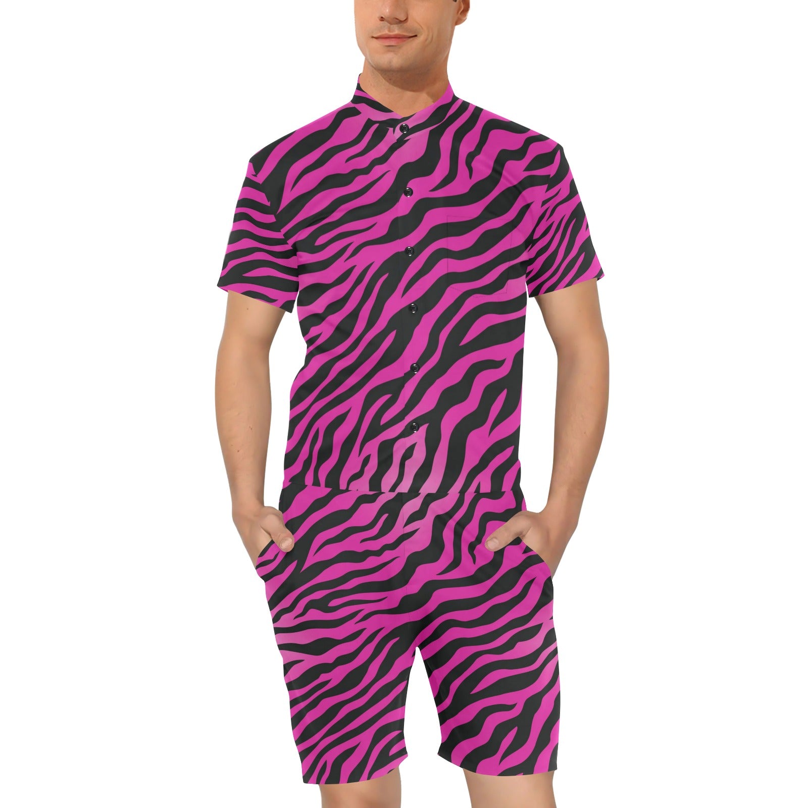 Pink Zebra Men's Romper