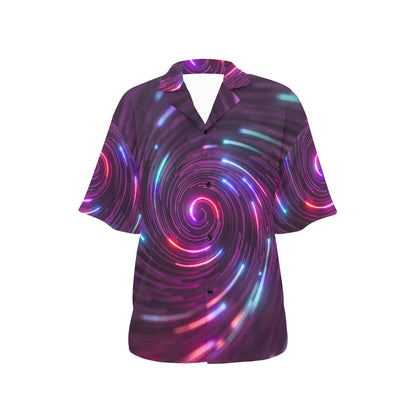 Vortex Twist Swirl Purple Neon Print Women's Hawaiian Shirt