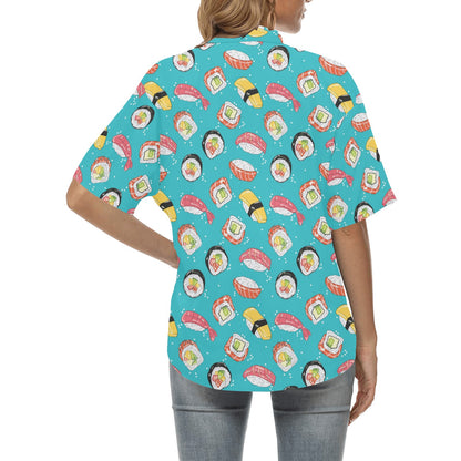 Sushi Print Design LKS305 Women's Hawaiian Shirt