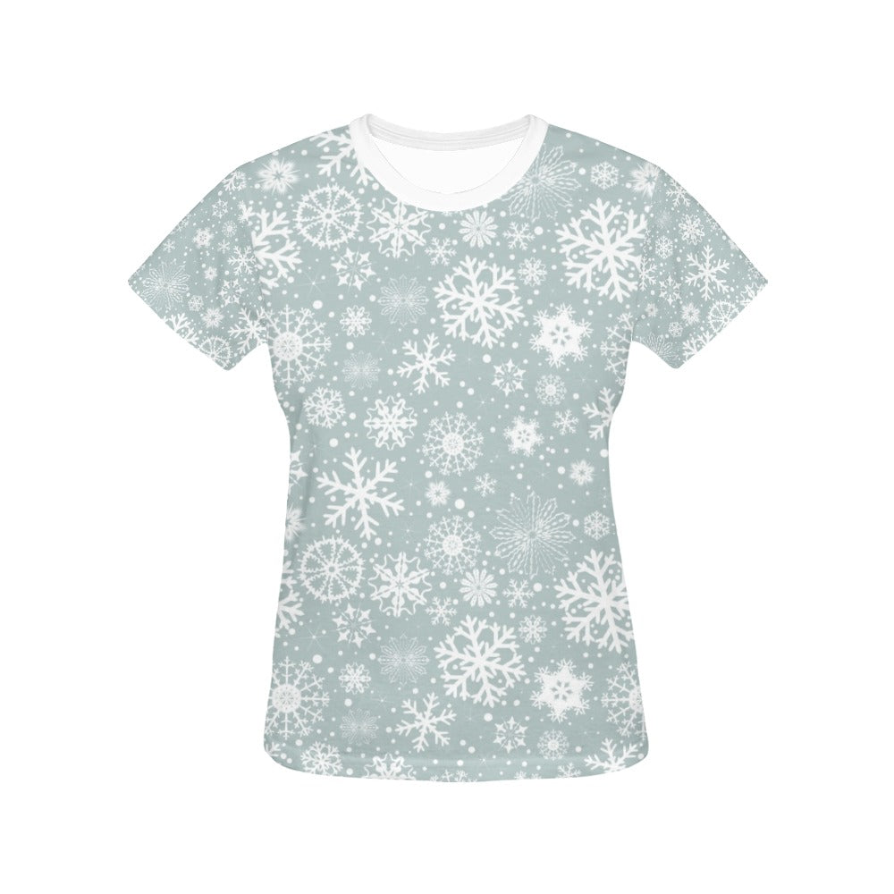 Snowflake Print Design LKS303 Women's  T-shirt