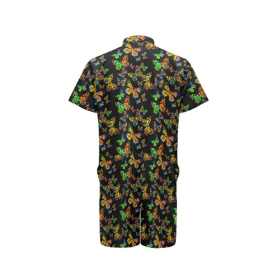 Butterfly Neon Color Print Pattern Men's Romper