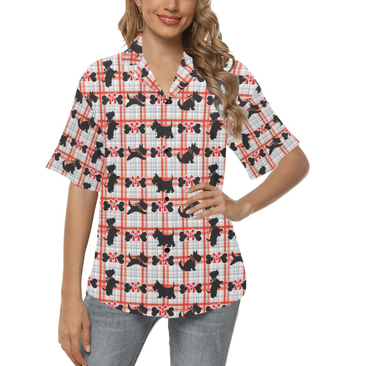 Scottish Terriers Print Design LKS3014 Women's Hawaiian Shirt