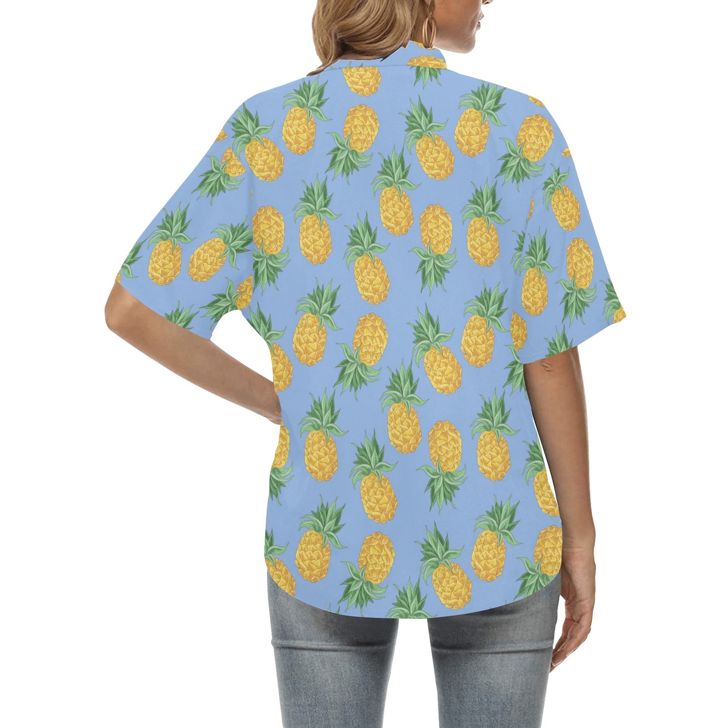 Pineapple Pattern Print Design A04 Women's Hawaiian Shirt