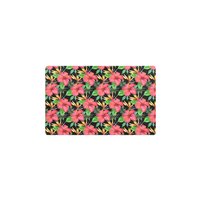 Red Hibiscus Pattern Print Design HB07 Kitchen Mat