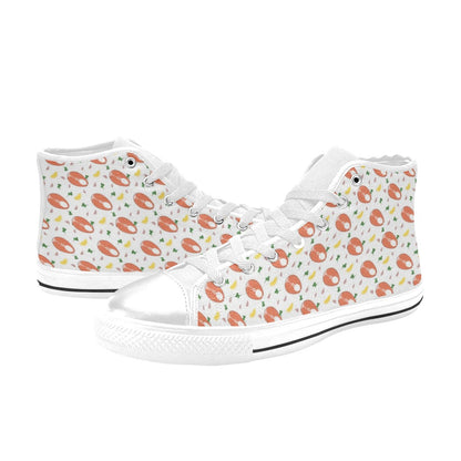 Salmon Steak Print Design LKS303 High Top Women's White Shoes