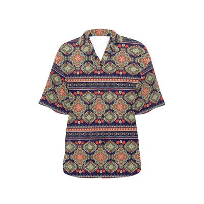 Ethnic Geometric Print Pattern Women's Hawaiian Shirt