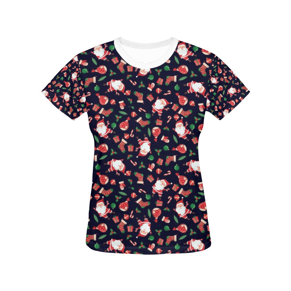 Santa Christmas Themed Print Design LKS304 Women's  T-shirt