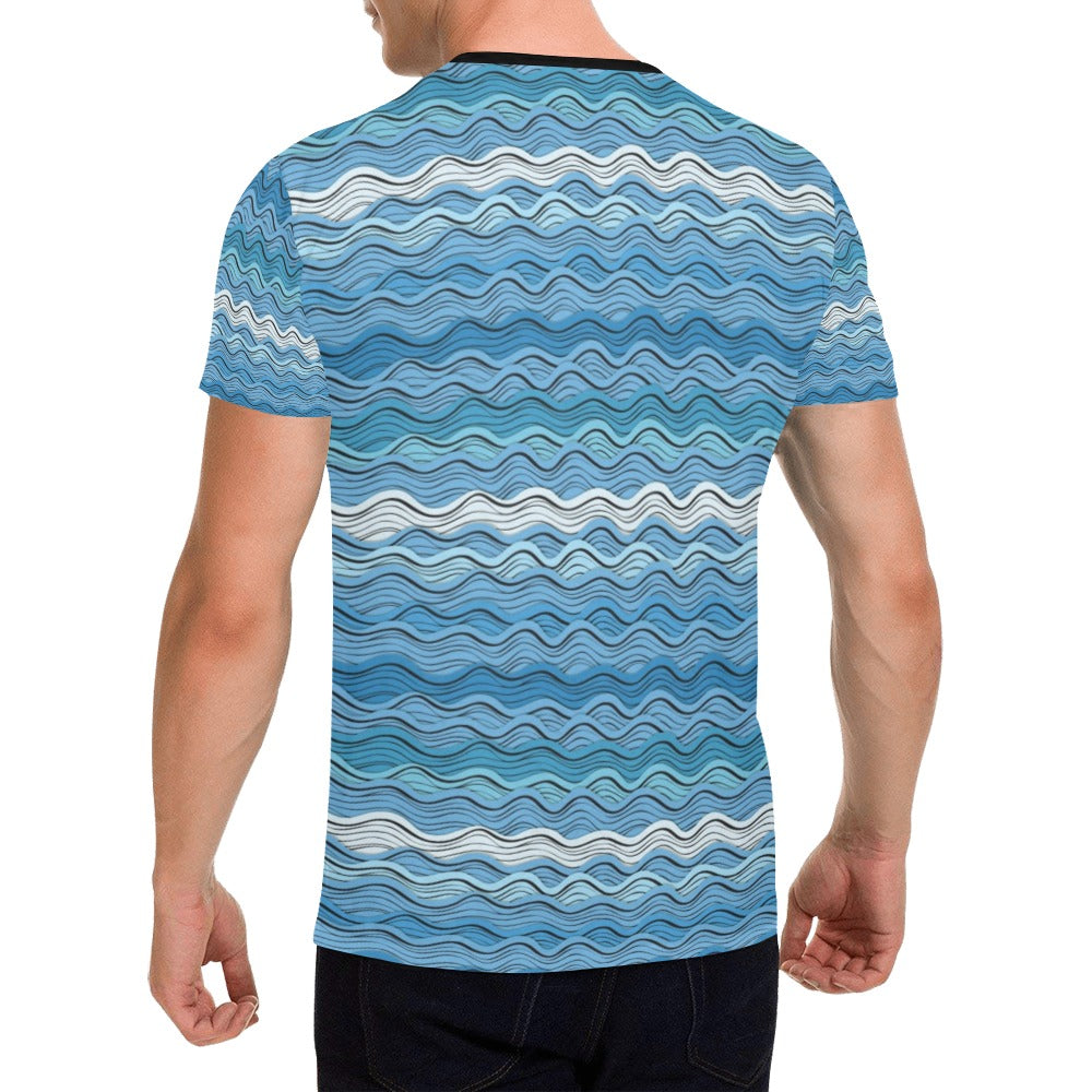 Wave Print Design LKS301 Men's All Over Print T-shirt