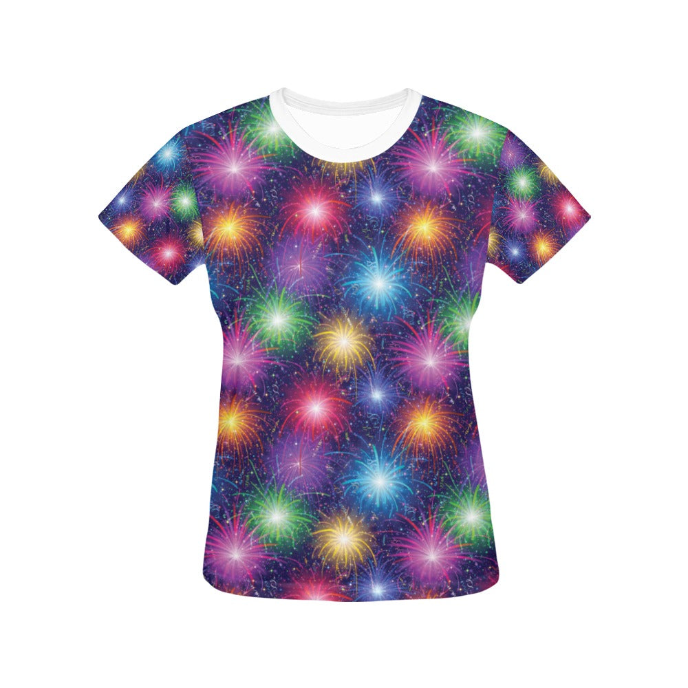 Firework Colorful Print Design LKS301 Women's  T-shirt