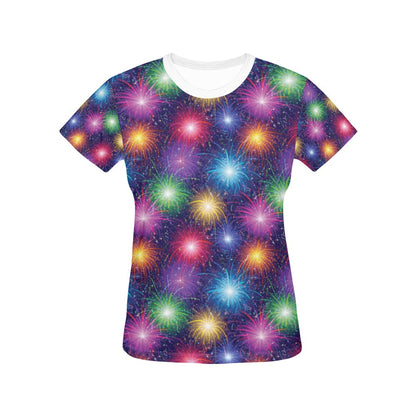 Firework Colorful Print Design LKS301 Women's  T-shirt