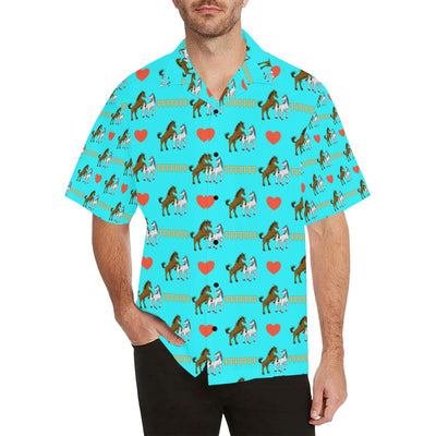 Horse Couple Love Print Design LKS309 Men's Hawaiian Shirt