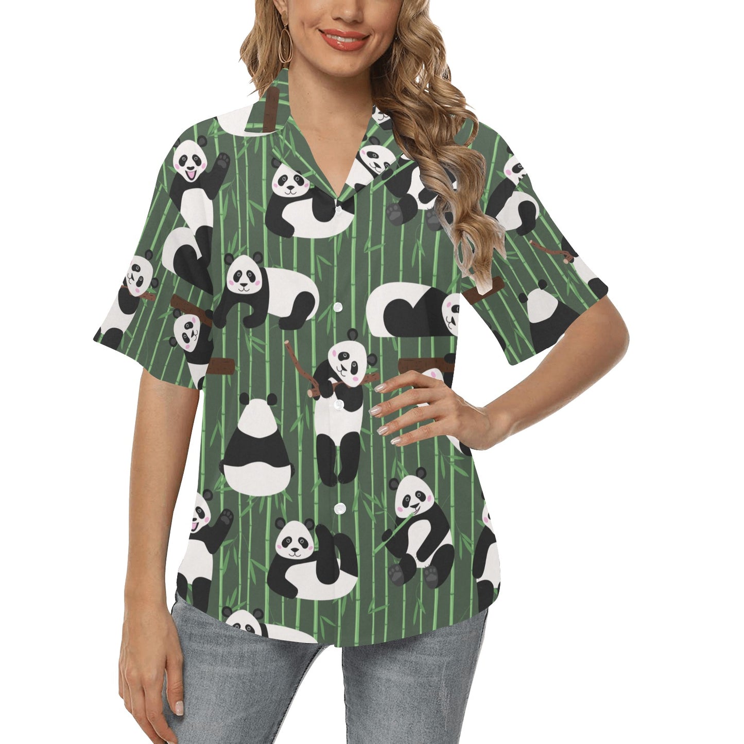 Panda Pattern Print Design A04 Women's Hawaiian Shirt