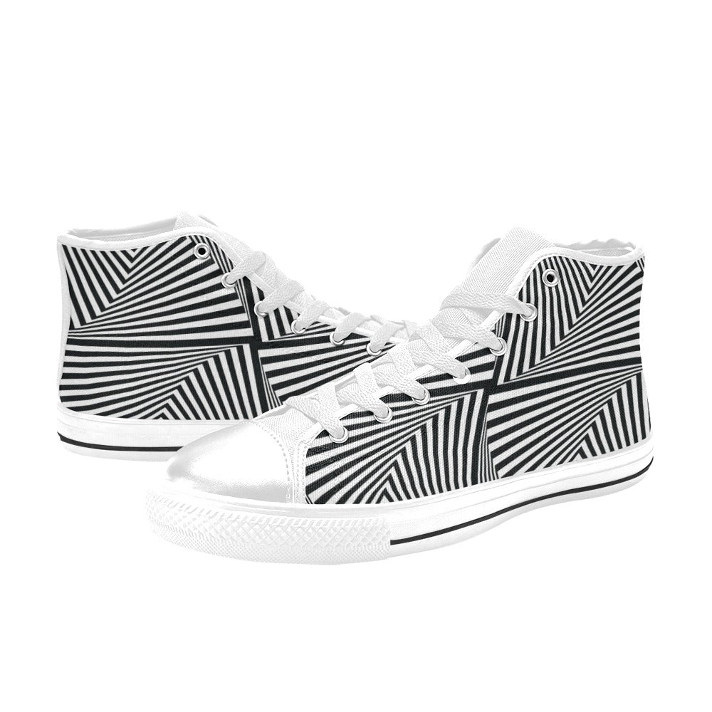 Vortex Print Design LKS302 High Top Women's White Shoes
