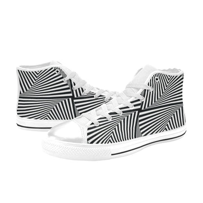 Vortex Print Design LKS302 High Top Women's White Shoes